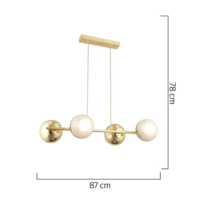 Apliqa Berca 4lü Gold Avi̇ze Modern Mutfak Yemek Masası Üstü Yatak Odası Salon Avize