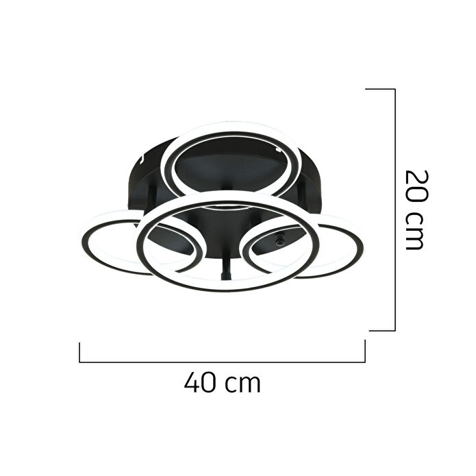 Apliqa Dalia Siyah 114 Watt Ledli Modern Mutfak Banyo Led Salon Plafonyer Avize