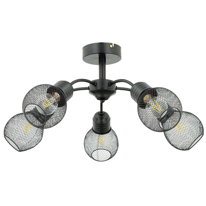 Apliqa Elva 5 Li Siyah Modern Genç Odası Mutfak Oturma Odası Retro Salon Avize