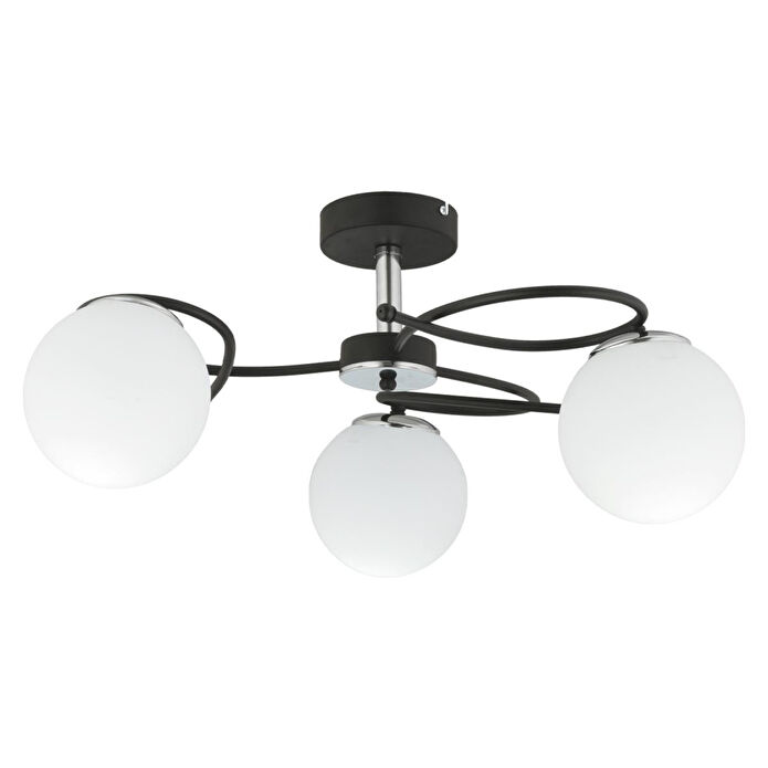 Apliqa Rodonit 3lü Siyah Krom Beyaz Camlı Modern Sarkıt Genç Odası Yatak Odası Retro Salon Avize