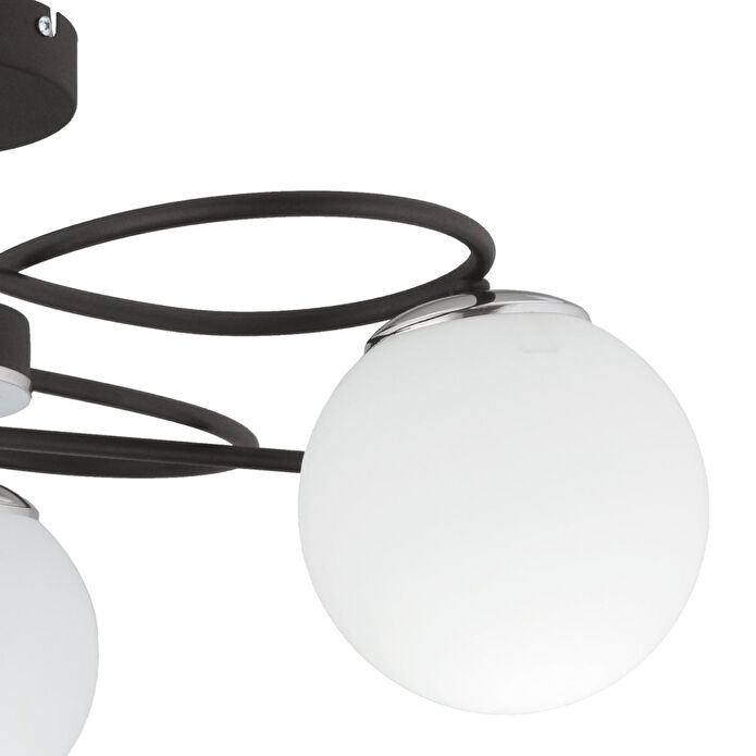 Apliqa Rodonit 3lü Siyah Krom Beyaz Camlı Modern Sarkıt Genç Odası Yatak Odası Retro Salon Avize