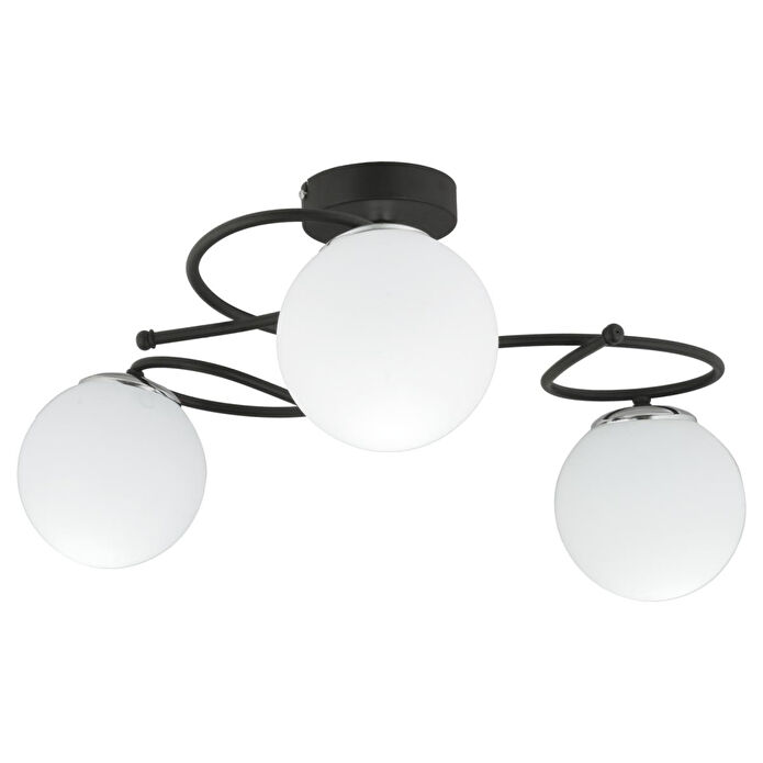 Apliqa Rodonit 3lü Siyah Krom Beyaz Camlı Modern Sarkıt Genç Odası Yatak Odası Retro Salon Avize