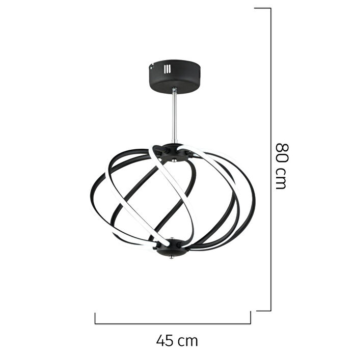 Apliqa Gestel Siyah Sarkıt 88 Watt Sarkıt Ledli Modern Mutfak Banyo Led Salon Sarkıt Avize