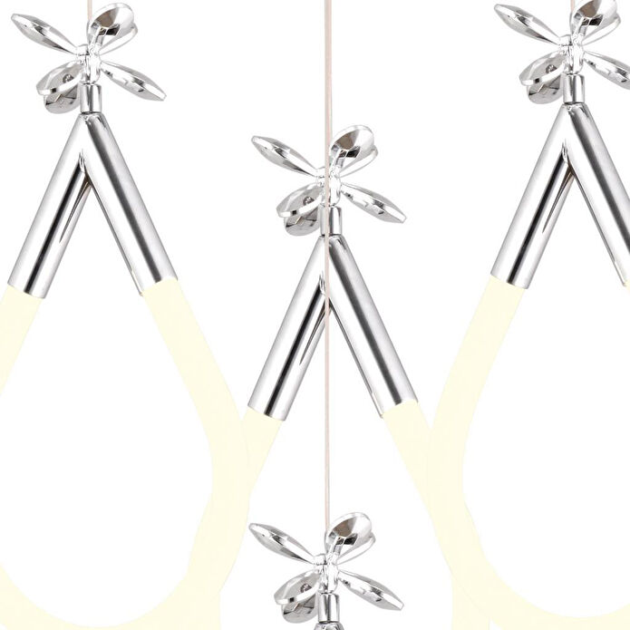 Apliqa Vojens 4'lü Yuvarlak Krom Ledli 53 Watt Kelebek Detaylı Modern Koridor, Yatak Odası Salon Sarkıt Led Avize