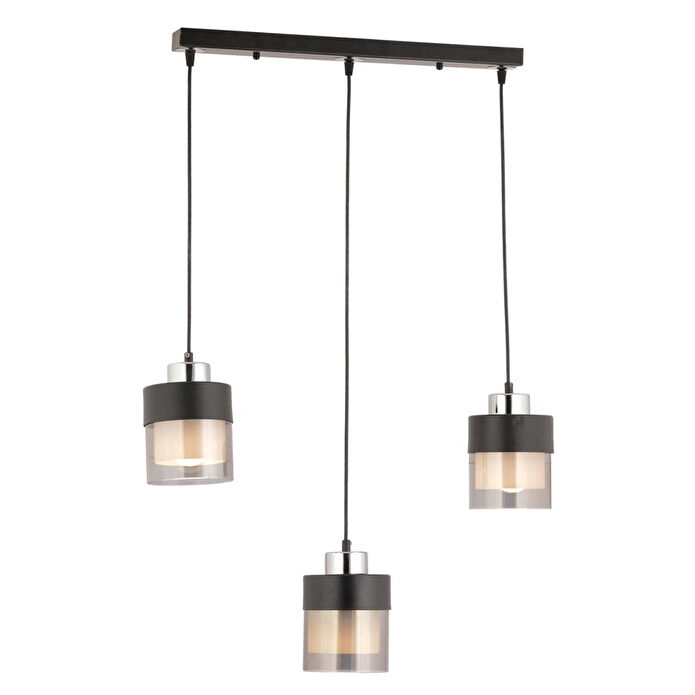 Apliqa Boris 3 Lü Sıralı Siyah-krom Sarkıt Modern Genç Odası Mutfak Salon Sarkıt Avize