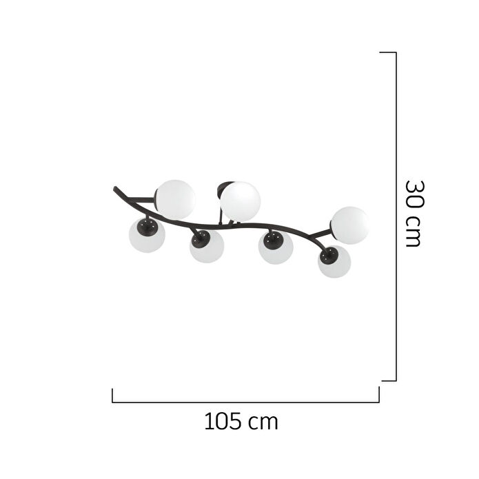 Apliqa İzem 7'li Siyah Modern Plafonyer Genç Odası Mutfak Yatak Odası Avize
