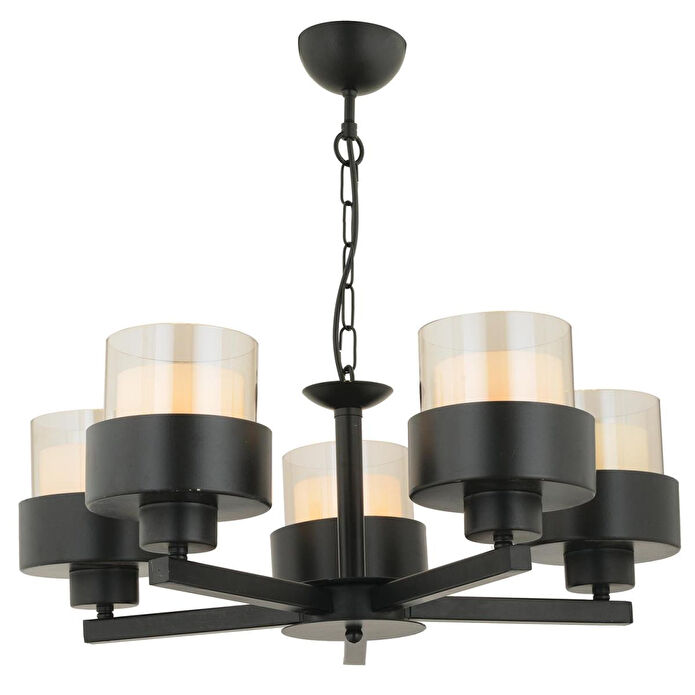 Apliqa Carla 5 Kollu Siyah Modern Genç Odası Mutfak Oturma Odası Retro Salon Avize