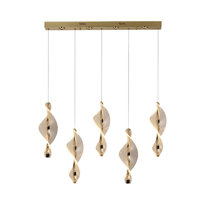 Apliqa Gupse 5 Li Sıralı 88 Watt Ledli Modern Tasarım Oturma Odası Salon Avize