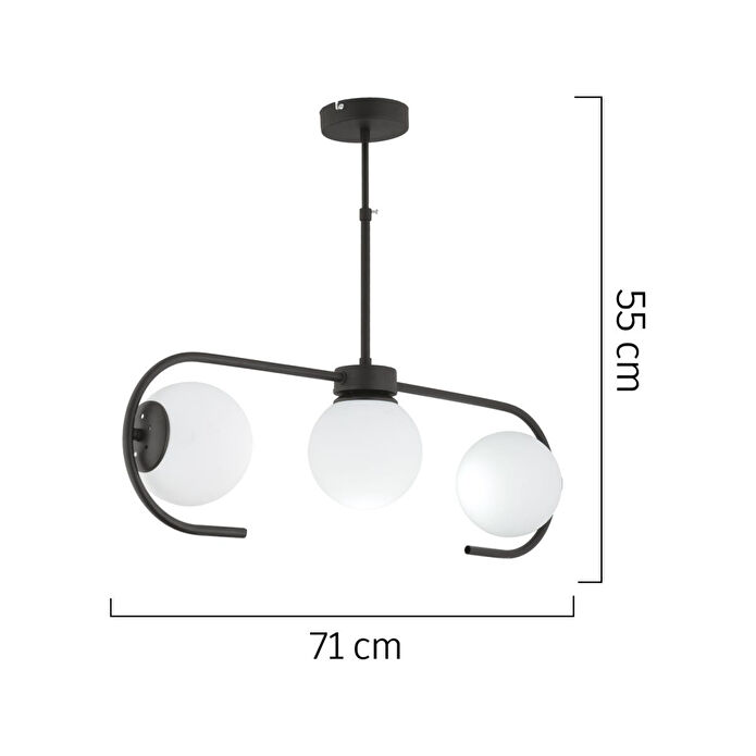 Apliqa Diaspor 3'lü Sıralı Siyah Modern Sarkıt Genç Odası Yatak Odası Retro Salon Avize