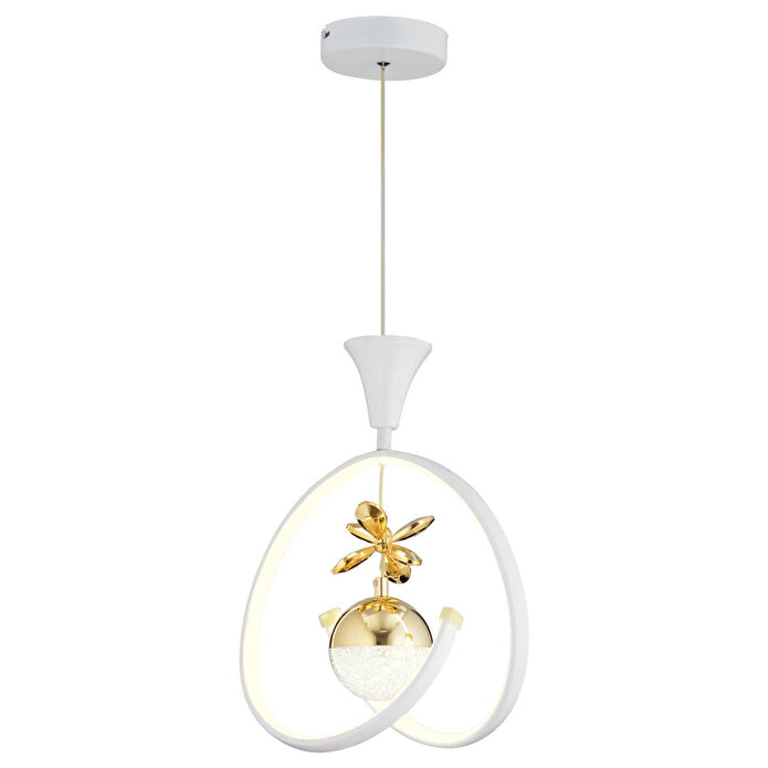 Apliqa Mengü Tekli Beyaz Gold 3 Renkli 36 Watt Ledli Modern Oturma Odası, Koridor, Salon Led Avize