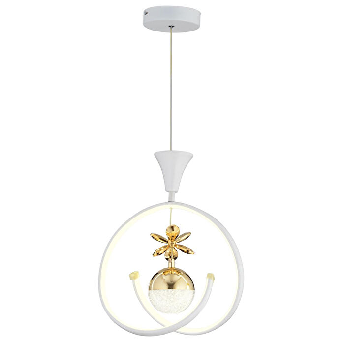 Apliqa Mengü Tekli Beyaz Gold 3 Renkli 36 Watt Ledli Modern Oturma Odası, Koridor, Salon Led Avize