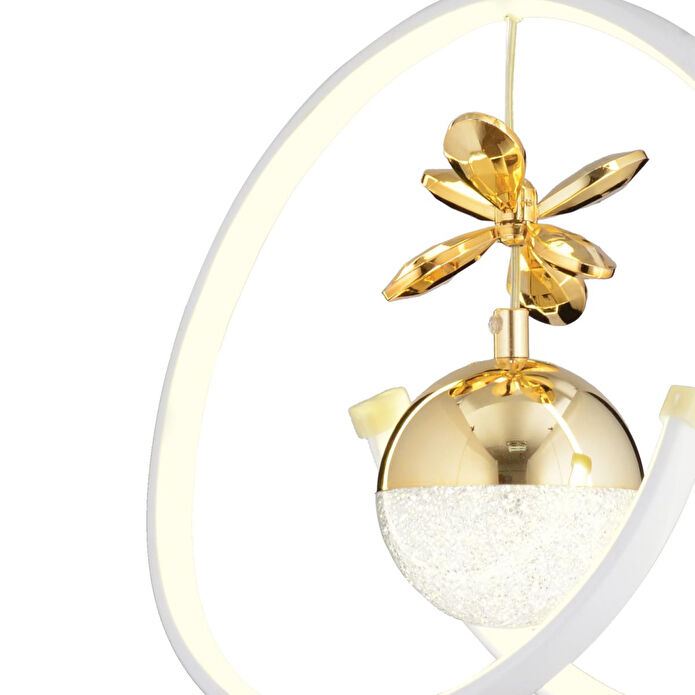 Apliqa Mengü Tekli Beyaz Gold 3 Renkli 36 Watt Ledli Modern Oturma Odası, Koridor, Salon Led Avize