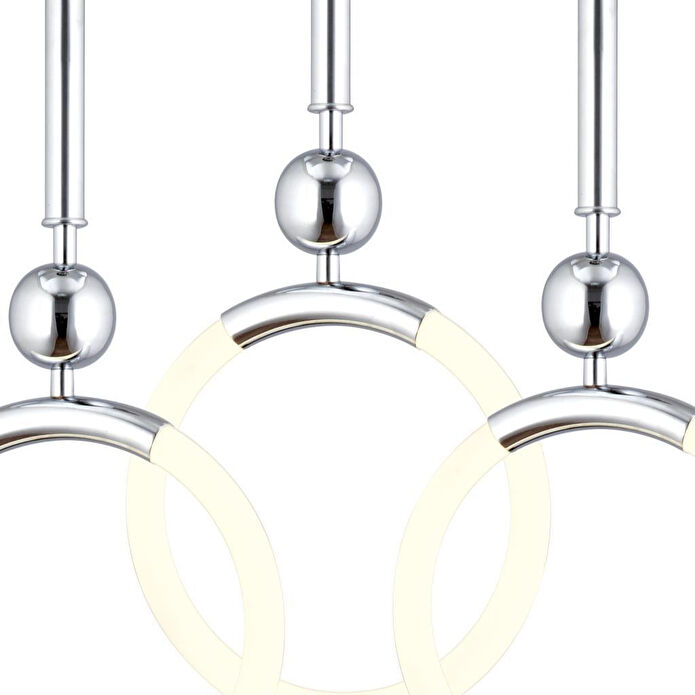 Apliqa Struer 3'lü Yuvarlak Krom Ledli 69 Watt Modern Koridor, Yatak Odası Salon Sarkıt Led Avize