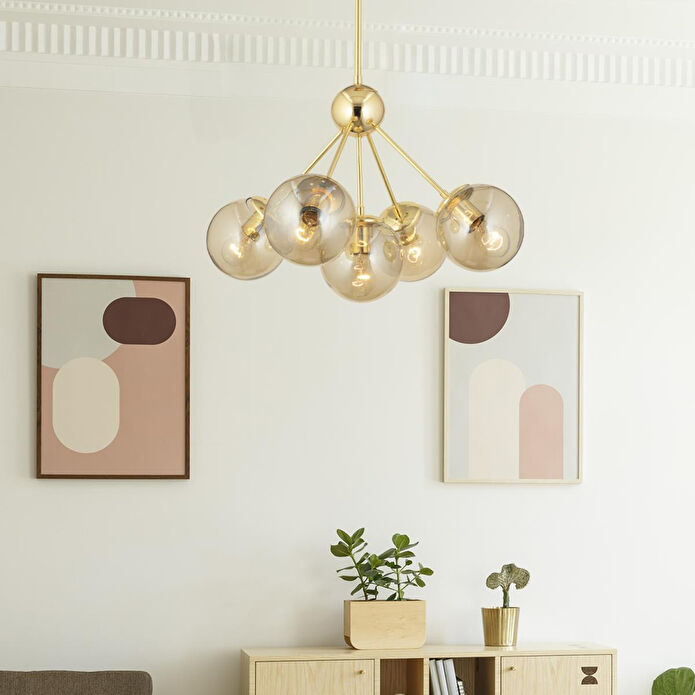 Apliqa Meyo 5li Gold Bal Camlı Modern Genç Odası Yatak Odası Salon Avize