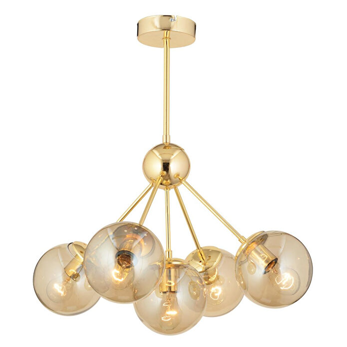 Apliqa Meyo 5li Gold Bal Camlı Modern Genç Odası Yatak Odası Salon Avize