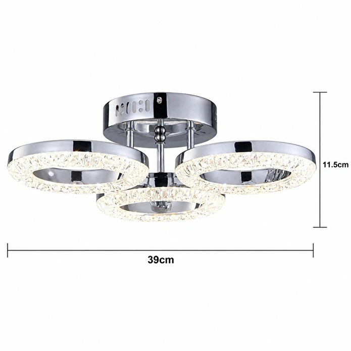 Apliqa Oylum 3'lü Krom 24 Watt Kristalli Koridor Salon Led Plafonyer Avize