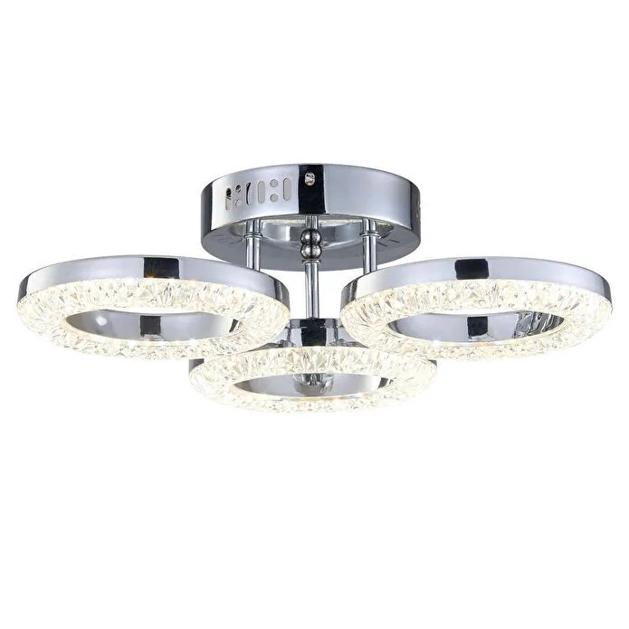 Apliqa Oylum 3'lü Krom 24 Watt Kristalli Koridor Salon Led Plafonyer Avize