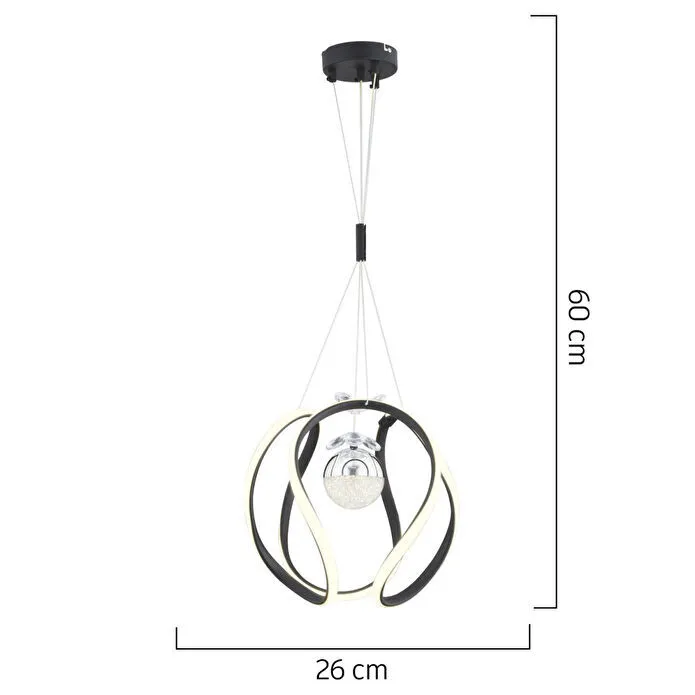 Apliqa Leroy Tekli Siyah Krom 3 Renkli 40 Watt Ledli Modern Oturma Odası, Koridor, Salon Led Avize