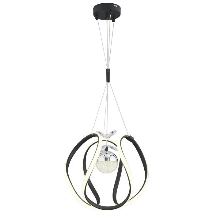 Apliqa Leroy Tekli Siyah Krom 3 Renkli 40 Watt Ledli Modern Oturma Odası, Koridor, Salon Led Avize