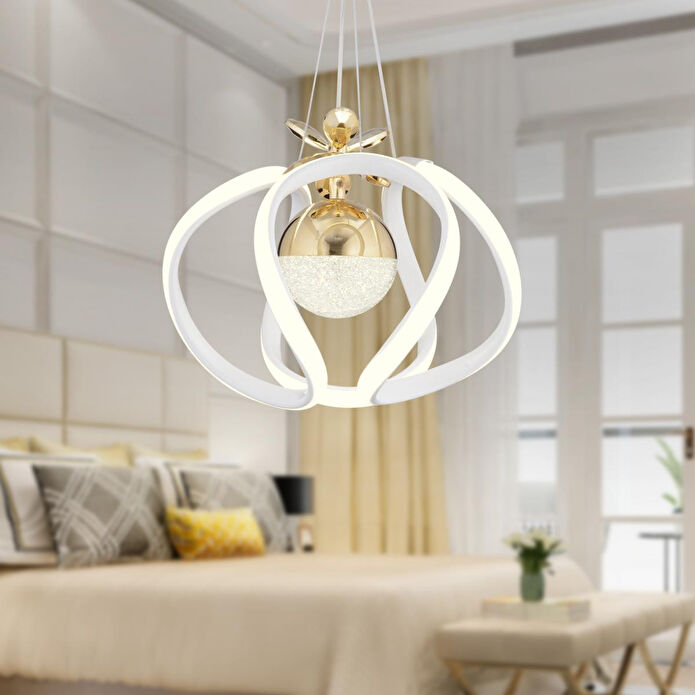 Apliqa Pelin Tekli Beyaz Gold 3 Renkli 39 Watt Ledli Modern Oturma Odası, Koridor, Salon Led Avize