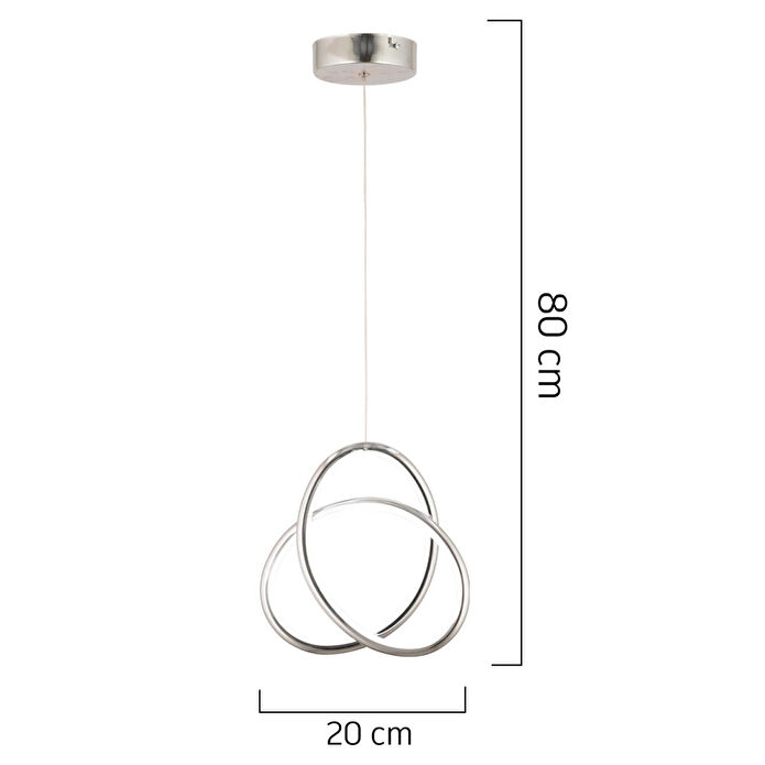 Apliqa Castle Krom Sarkıt 30 Watt Sarkıt 3 Renkli Ledli Modern Mutfak Banyo Led Salon Sarkıt Avize