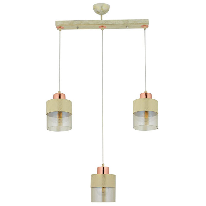 Apliqa Boris 3lü Sıralı Krem-bakır Sarkıt Modern Genç Odası Mutfak Salon Avize