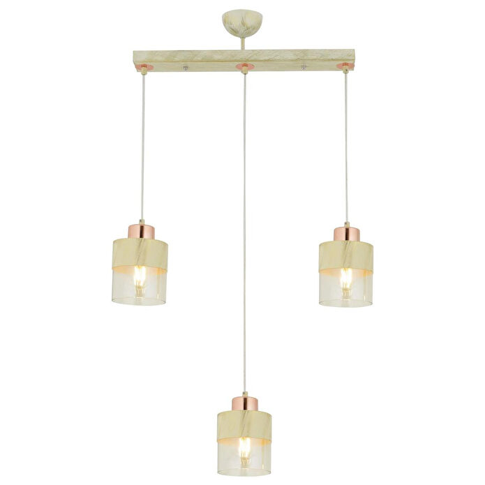 Apliqa Boris 3lü Sıralı Krem-bakır Sarkıt Modern Genç Odası Mutfak Salon Avize