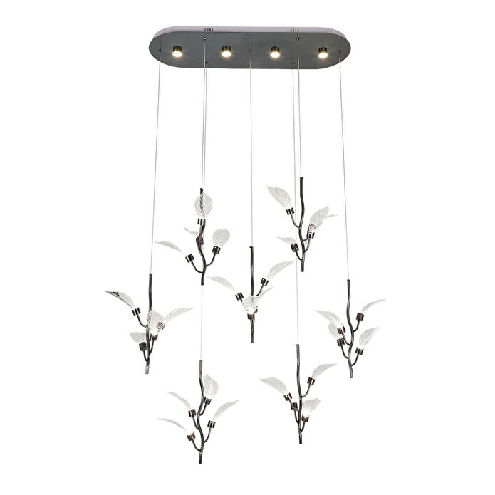 Apliqa Liria 7'li Platin Yaprak Desenli Sarkıt Led Avize