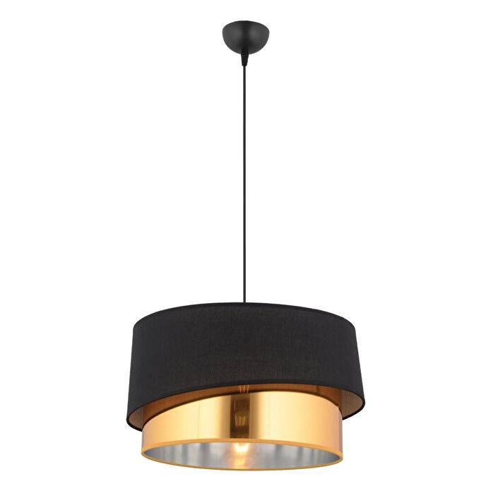 Apliqa Marstal Büyük 2 Katlı Siyah Gold Detaylı Modern Koridor,yatak Odası Salon Avize