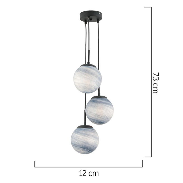 Apliqa Efser 3lü Yuvarlak Modern Oturma Odası Salon Sarkıt Avize