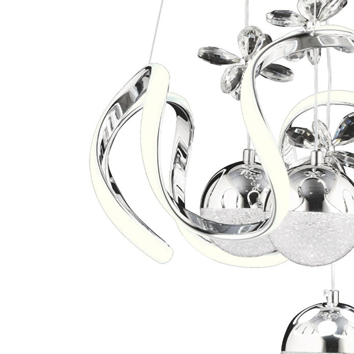 Apliqa Jonas Krom 3 Renkli 103 Watt Kristal Ledli Modern Oturma Odası Salon Sarkıt Avize