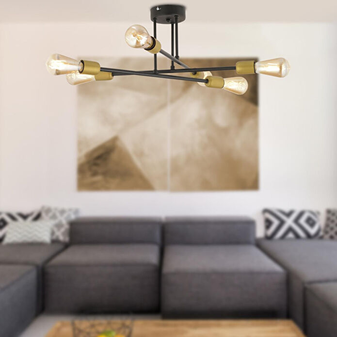 Apliqa Octopus 6lı Siyah Modern Genç Odası Yatak Odası Mutfak Retro Salon Avize