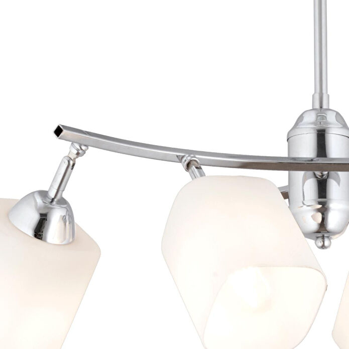 Apliqa Abbey 4'lü Krom Beyaz Camlı Yuvarlak Modern Oturma Odası Salon Spot Avize