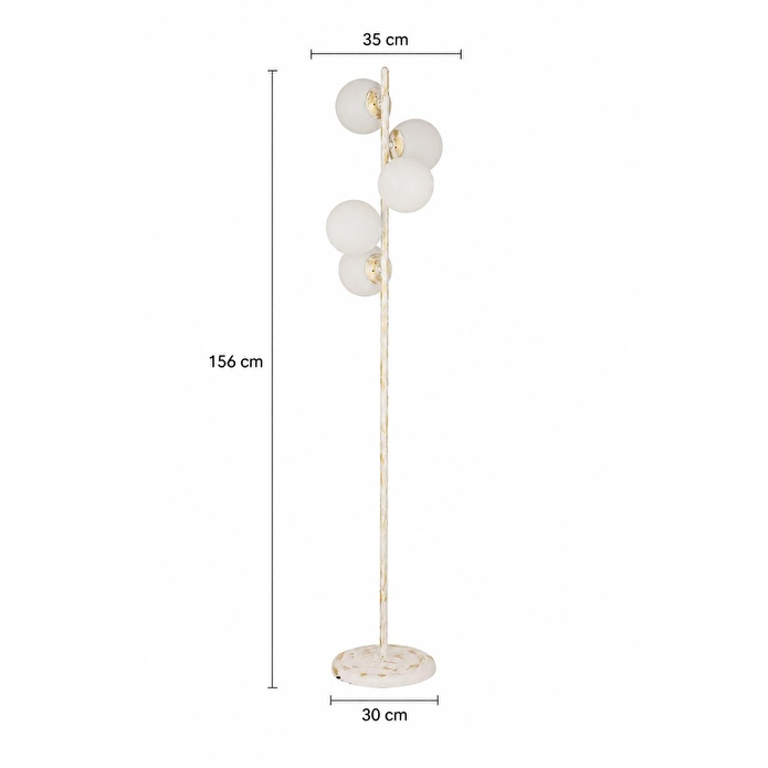 Apliqa Uzel 5li Beyaz Patinalı Modern Tasarım Metal Lambader