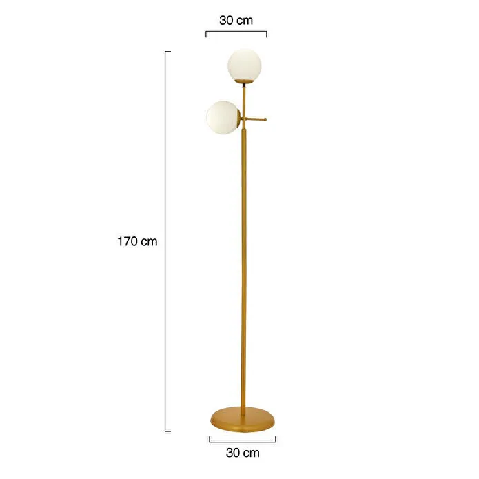Apliqa Günay 2li Gold Beyaz Camlı Modern Dekoratif Tasarım Oturma Odası-salon Lambader