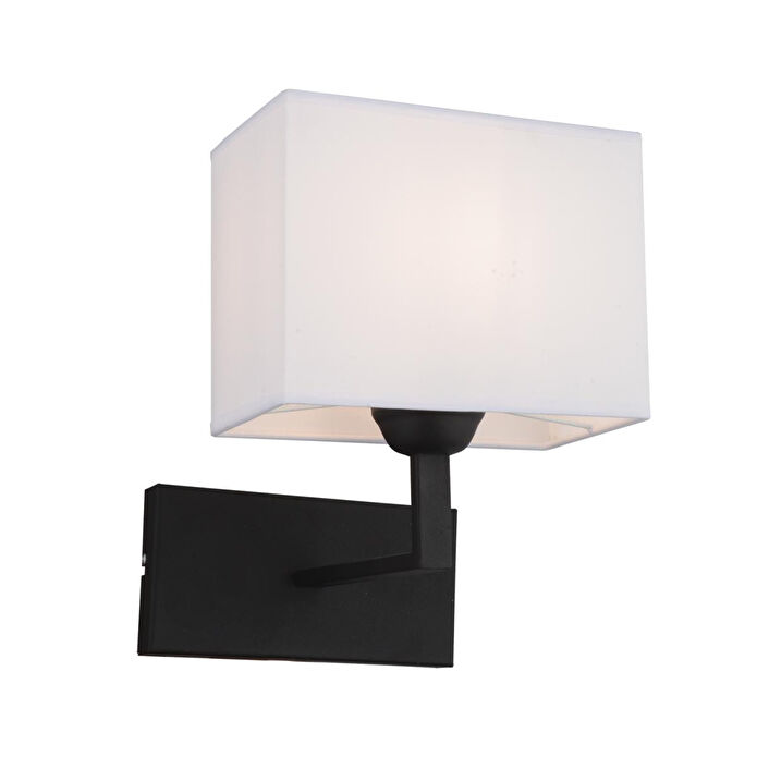 Apliqa Rylee Tekli Beyaz Şapkalı Siyah Duvar Lambası Yatak Odası-yatak Başı-banyo Için Modern Aplik