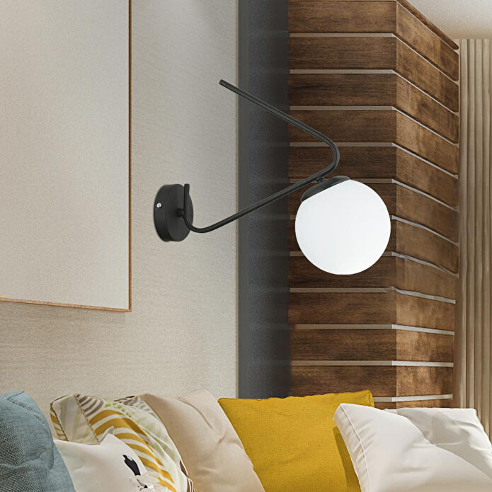 Apliqa Mildred Siyah Duvar Lambası Yatak Odası-yatak Başı-banyo İçin Modern Aplik