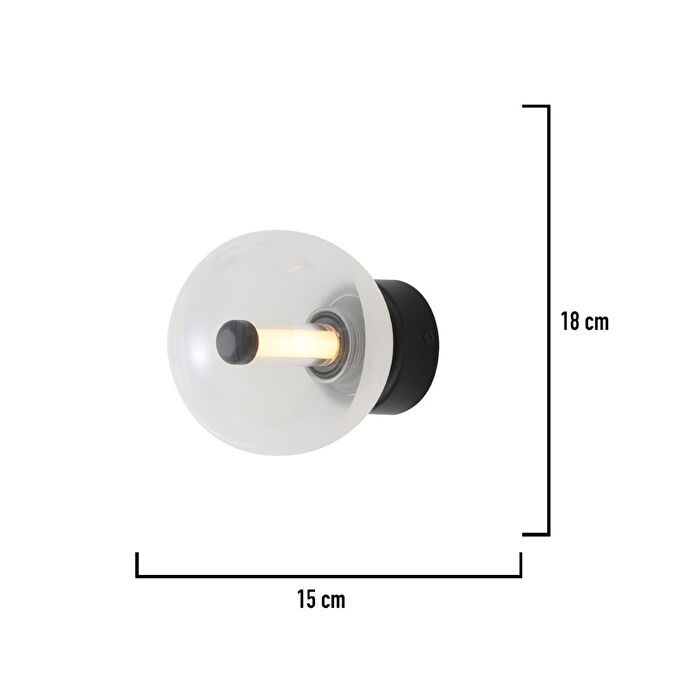 Apliqa Neval Siyah Gold 2 Watt Modern Yatak Başı, Modern Salon Aplik