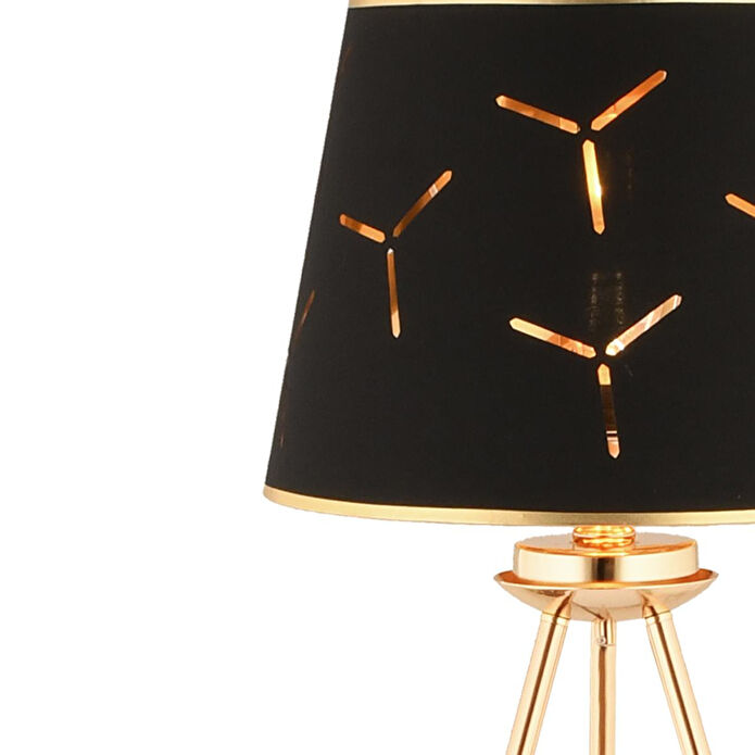 Apliqa Epona Siyah Desenli Şapkalı Gold Modern Dekoratif Salon Lambader