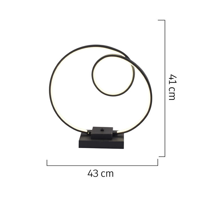 Apliqa Estel Siyah Kare Ayak Ledli Modern Oturma Odası Salon Abajur