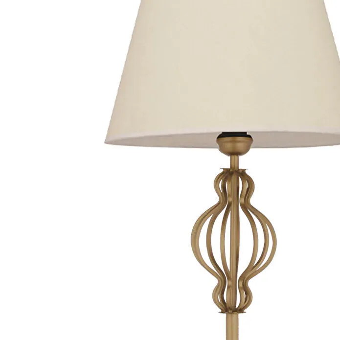 Apliqa Helezon Beyaz Şapkalı Eskitme Modern Tasarım Ayaklı Abajur Lamba Metal Lambader