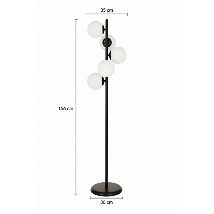 Apliqa Uzel 5li Siyah Modern Tasarım Metal Lambader