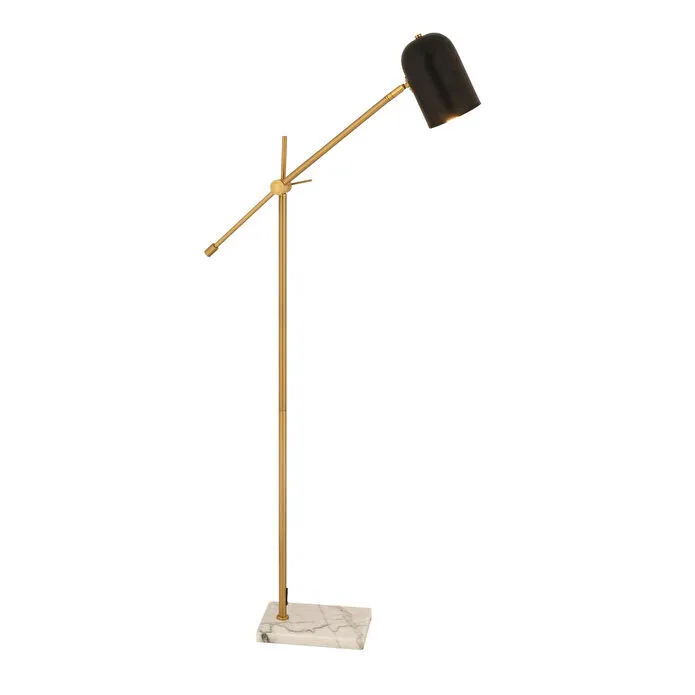 Apliqa Ahren Siyah Eskitme Retro Başlıklı Modern Dekoratif Köşe Lambader