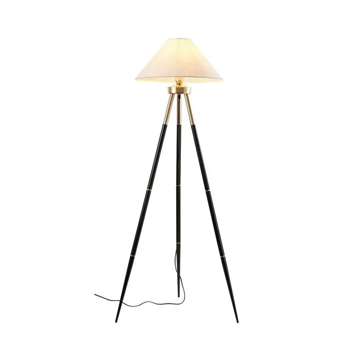 Apliqa Cosby Siyah-gold Kaplamalı Tripod Metal 3 Ayaklı Lambader