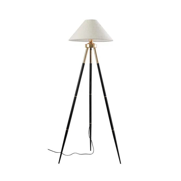 Apliqa Cosby Siyah-gold Kaplamalı Tripod Metal 3 Ayaklı Lambader