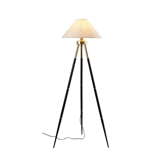 Apliqa Cosby Siyah-gold Kaplamalı Tripod Metal 3 Ayaklı Lambader