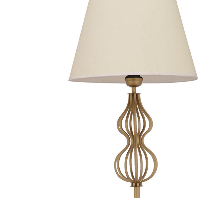 Apliqa Vance Beyaz Şapkalı Eskitme Modern Tasarım Ayaklı Abajur Lamba Metal Lambader