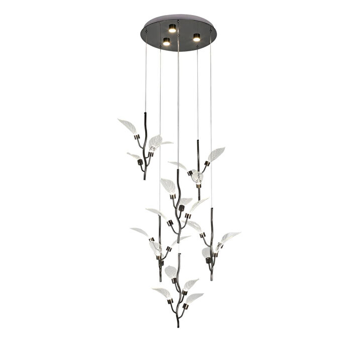 Apliqa Liria 6'lı Platin Yaprak Desenli Sarkıt Led Avize