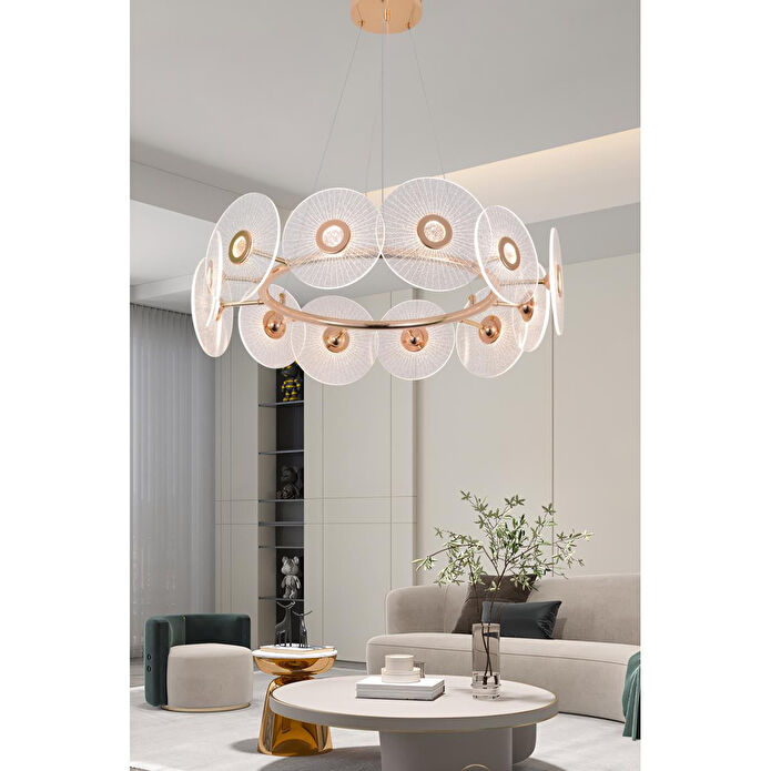 Apliqa Vetro 12'li Yuvarlak Led Salon Avize