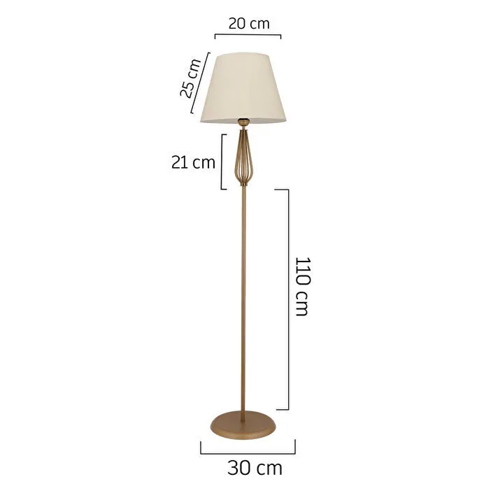 Apliqa Bolivia Beyaz Şapkalı Eskitme Modern Tasarım Ayaklı Abajur Lamba Metal Lambader